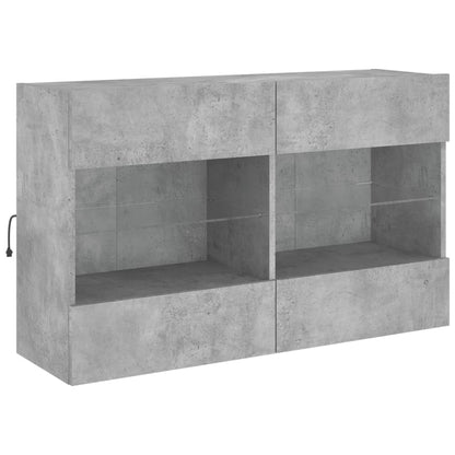 Mobile Tv A Parete Con Luci Led 98,5X30X60,5 Cm Grigio Cemento