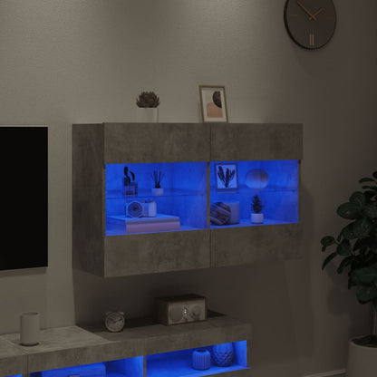 Mobile Tv A Parete Con Luci Led 98,5X30X60,5 Cm Grigio Cemento