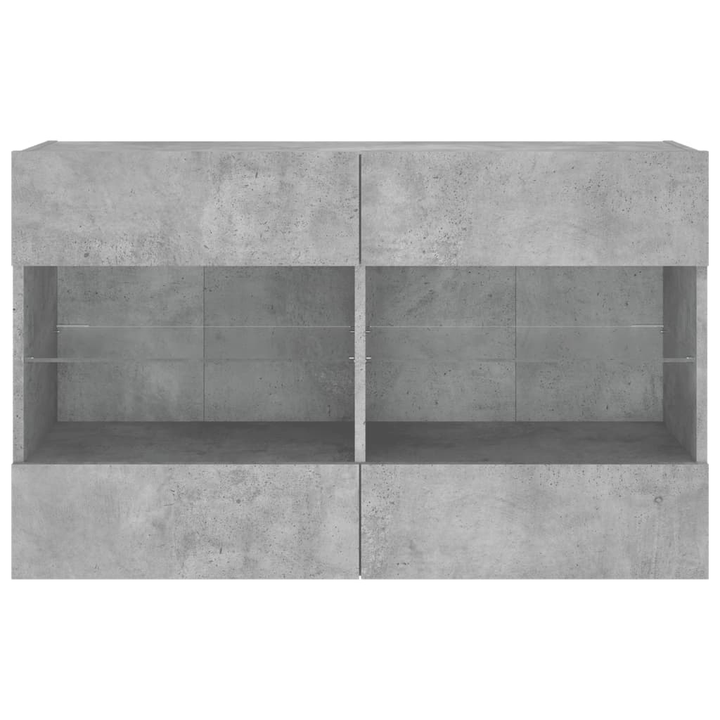 Mobile Tv A Parete Con Luci Led 98,5X30X60,5 Cm Grigio Cemento