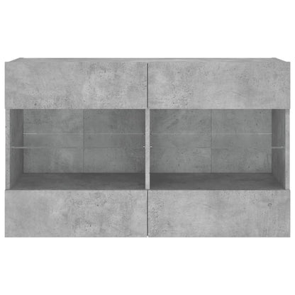 Mobile Tv A Parete Con Luci Led 98,5X30X60,5 Cm Grigio Cemento