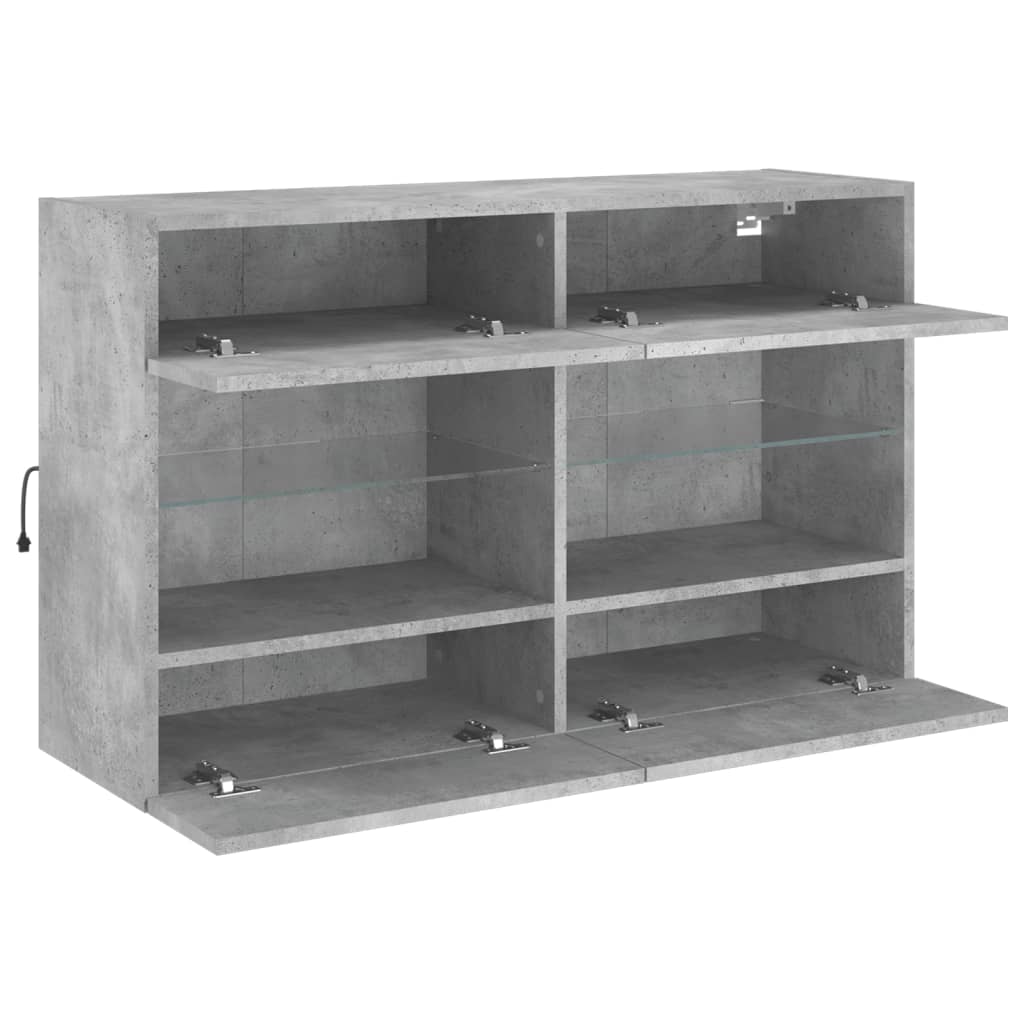 Mobile Tv A Parete Con Luci Led 98,5X30X60,5 Cm Grigio Cemento