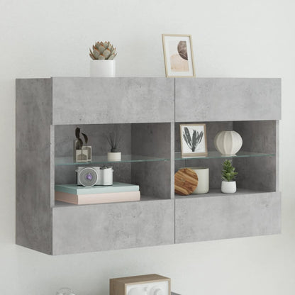 Mobile Tv A Parete Con Luci Led 98,5X30X60,5 Cm Grigio Cemento