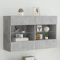 Mobile Tv A Parete Con Luci Led 98,5X30X60,5 Cm Grigio Cemento