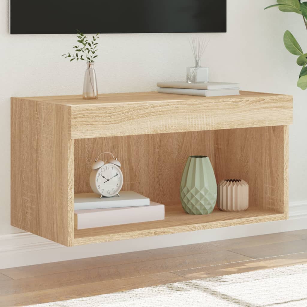 Mobili Porta Tv Con Luci Led 2 Pz Bianchi 80X30X30 Cm