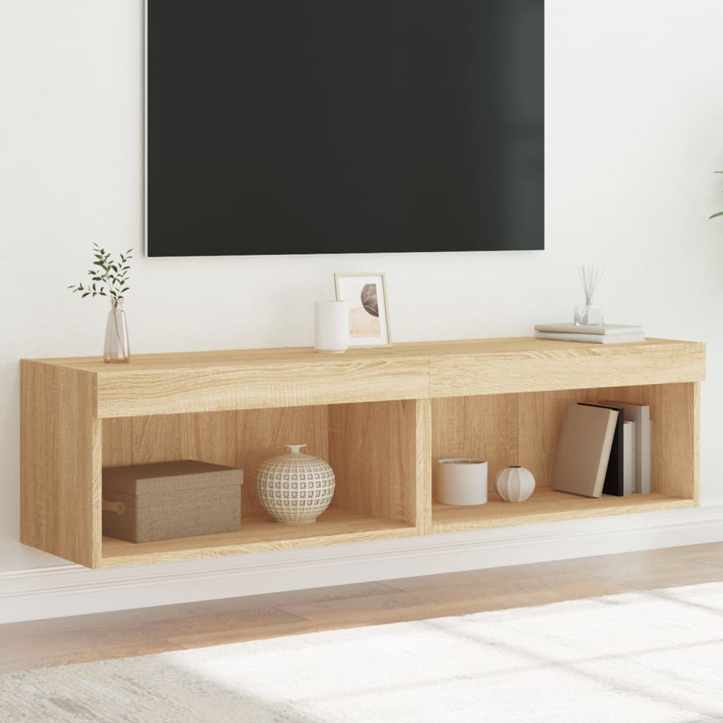 Mobili Porta Tv Con Luci Led 2 Pz Bianchi 80X30X30 Cm