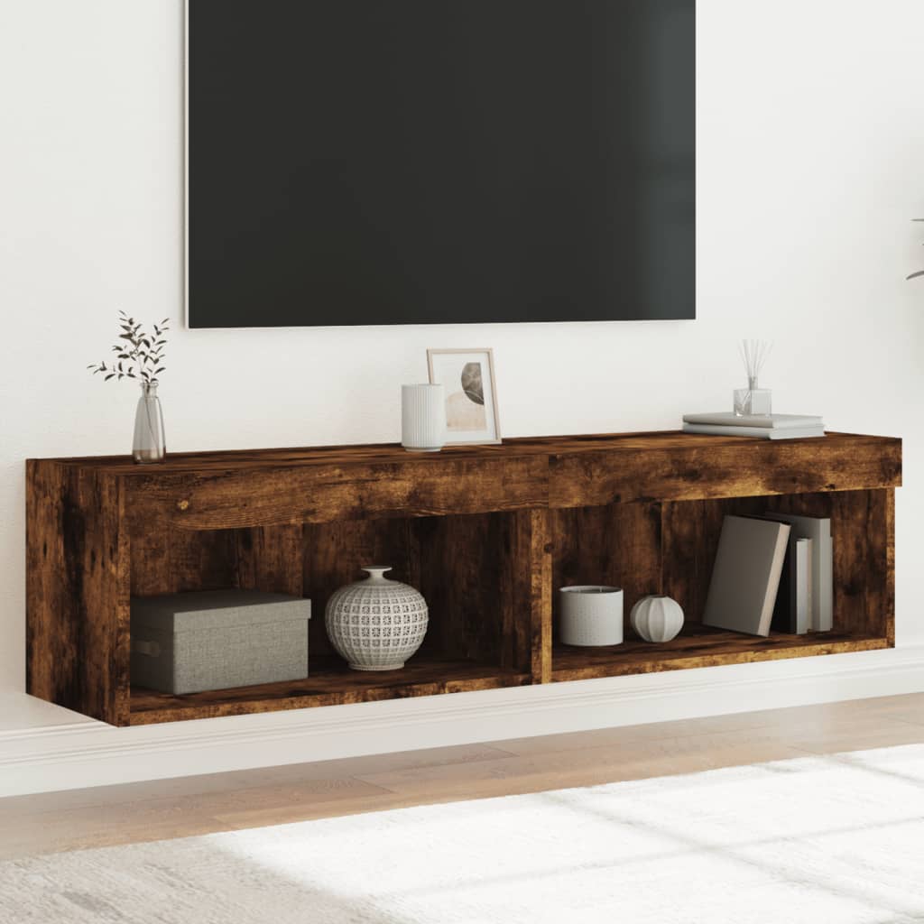 Mobili Porta Tv Con Luci Led 2 Pz Bianchi 80X30X30 Cm