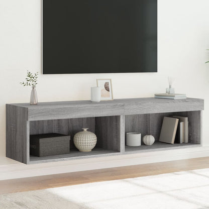 Mobili Porta Tv Con Luci Led 2 Pz Bianchi 80X30X30 Cm