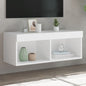 Mobili Porta Tv Con Luci Led 2 Pz Bianchi 80X30X30 Cm
