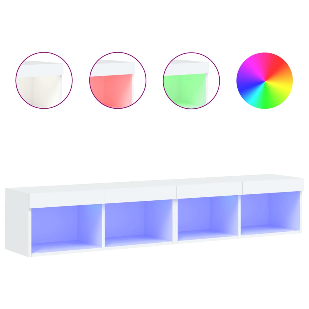 Mobili Porta Tv Con Luci Led 2 Pz Bianchi 80X30X30 Cm