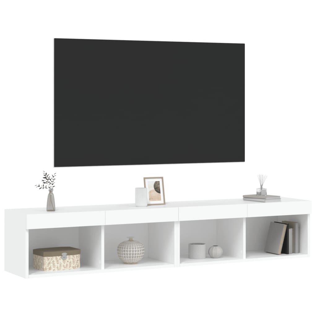 Mobili Porta Tv Con Luci Led 2 Pz Bianchi 80X30X30 Cm