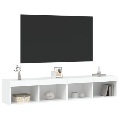 Mobili Porta Tv Con Luci Led 2 Pz Bianchi 80X30X30 Cm