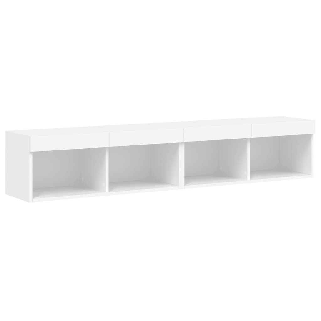 Mobili Porta Tv Con Luci Led 2 Pz Bianchi 80X30X30 Cm
