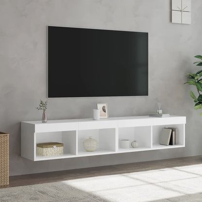 Mobili Porta Tv Con Luci Led 2 Pz Bianchi 80X30X30 Cm