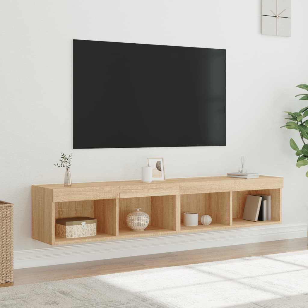 Mobili Porta Tv Con Luci Led 2 Pz Bianchi 80X30X30 Cm