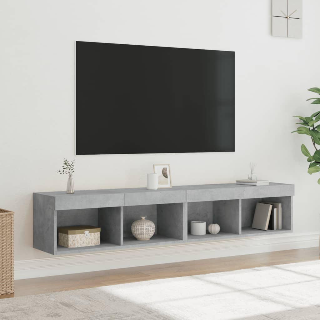 Mobili Porta Tv Con Luci Led 2 Pz Bianchi 80X30X30 Cm