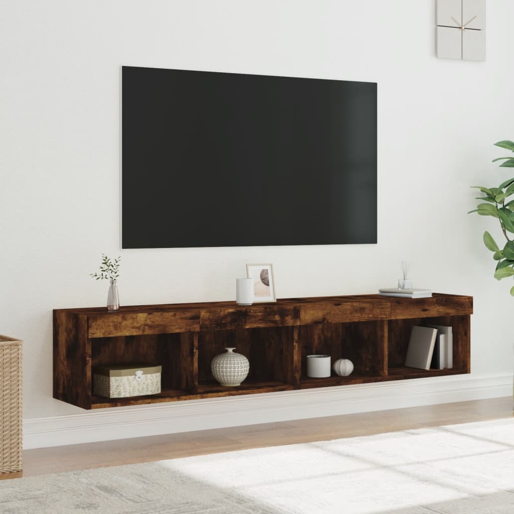Mobili Porta Tv Con Luci Led 2 Pz Bianchi 80X30X30 Cm