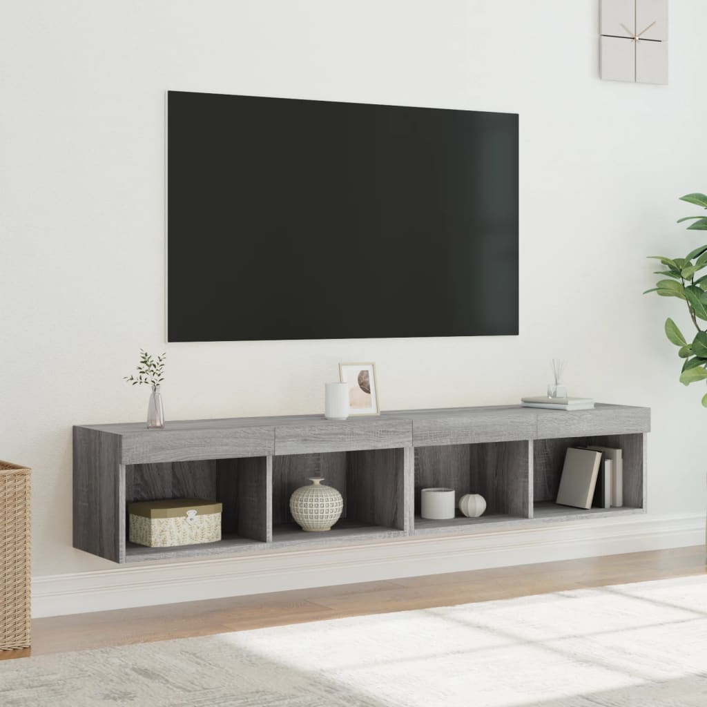 Mobili Porta Tv Con Luci Led 2 Pz Bianchi 80X30X30 Cm