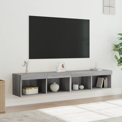 Mobili Porta Tv Con Luci Led 2 Pz Bianchi 80X30X30 Cm