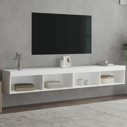 Mobili Porta Tv Con Luci Led 2 Pz Bianchi 80X30X30 Cm