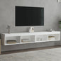 Mobili Porta Tv Con Luci Led 2 Pz Bianchi 80X30X30 Cm
