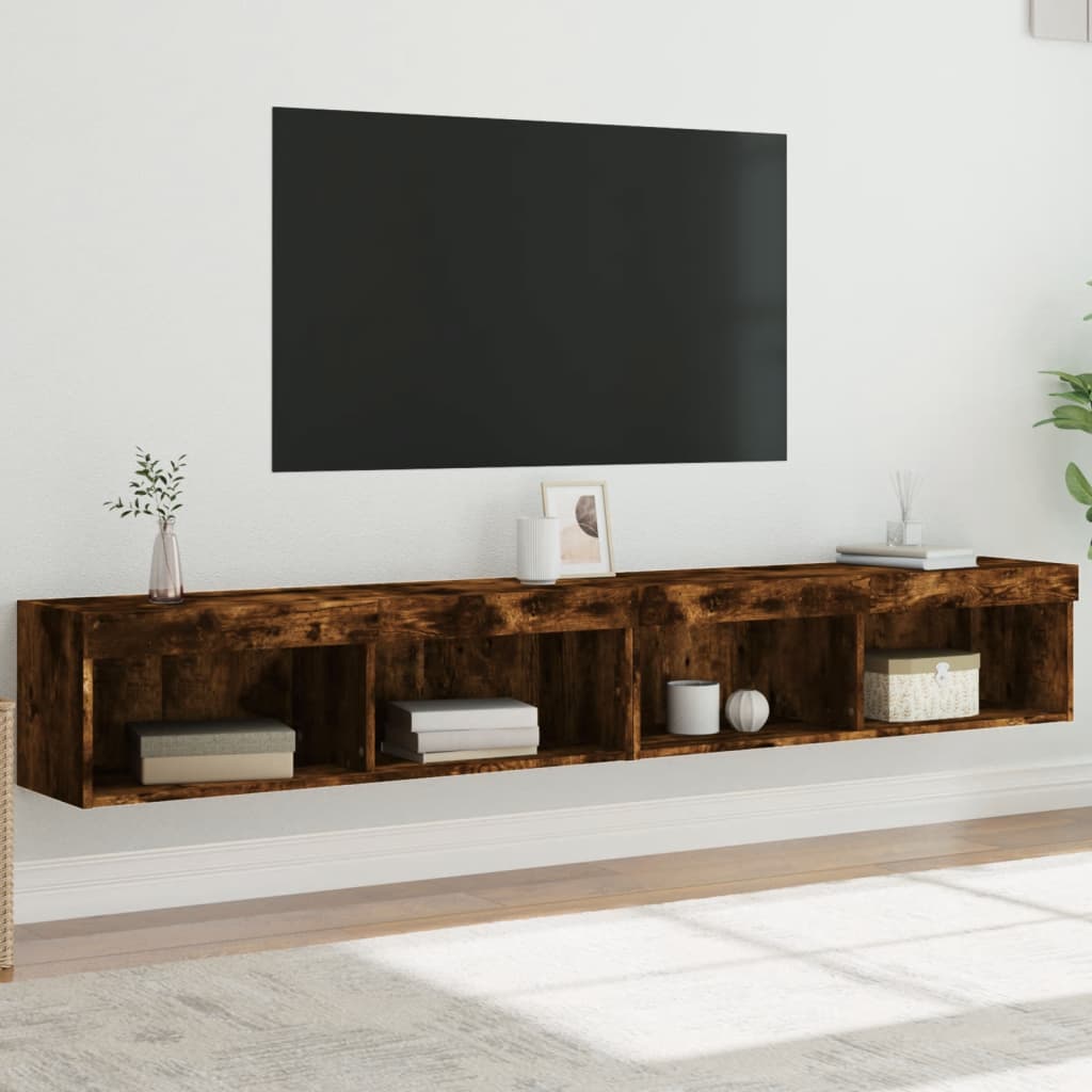 Mobili Porta Tv Con Luci Led 2 Pz Bianchi 80X30X30 Cm