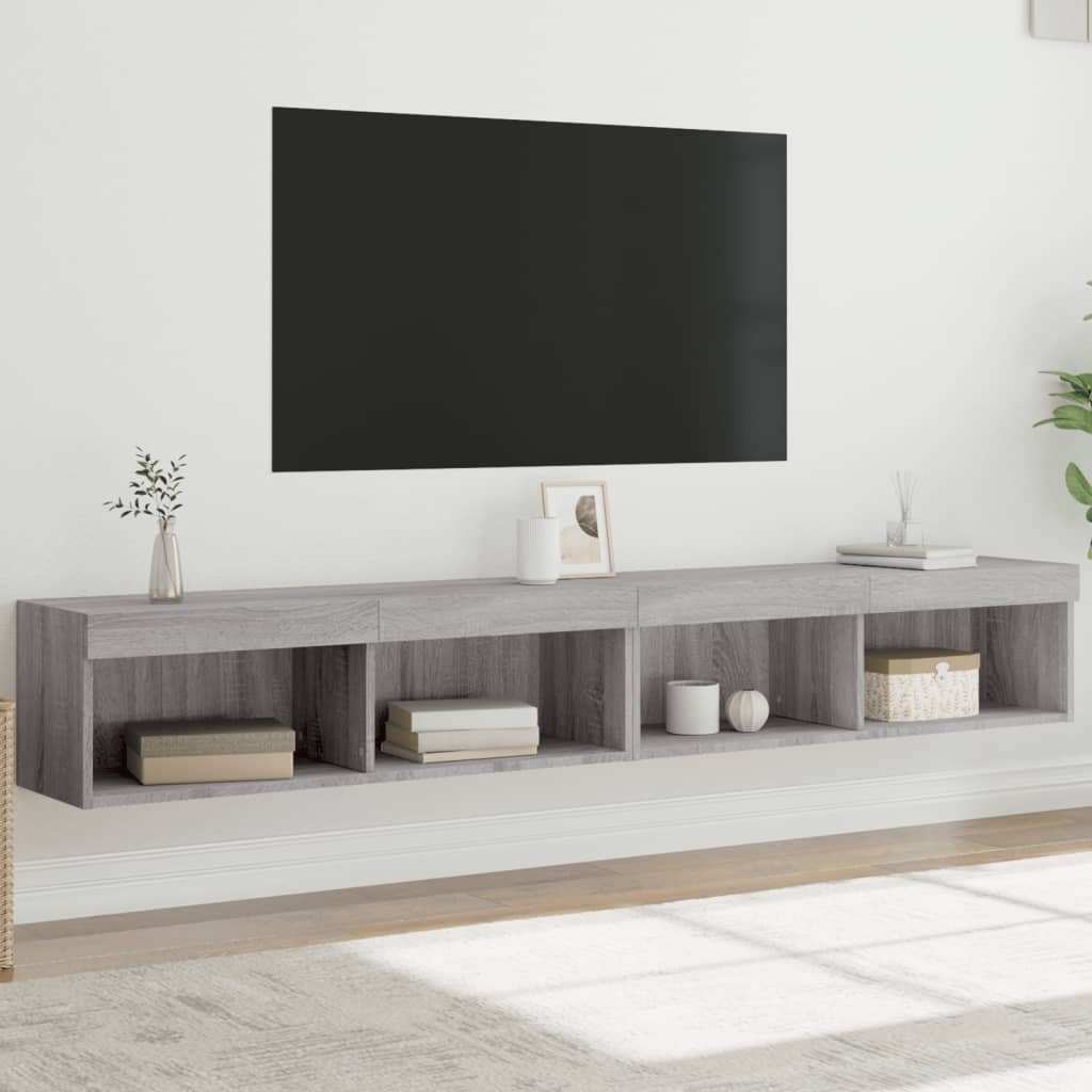 Mobili Porta Tv Con Luci Led 2 Pz Bianchi 80X30X30 Cm