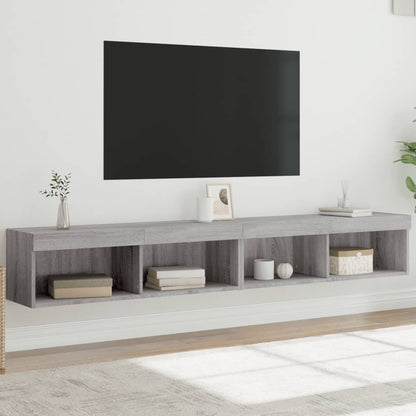 Mobili Porta Tv Con Luci Led 2 Pz Bianchi 80X30X30 Cm