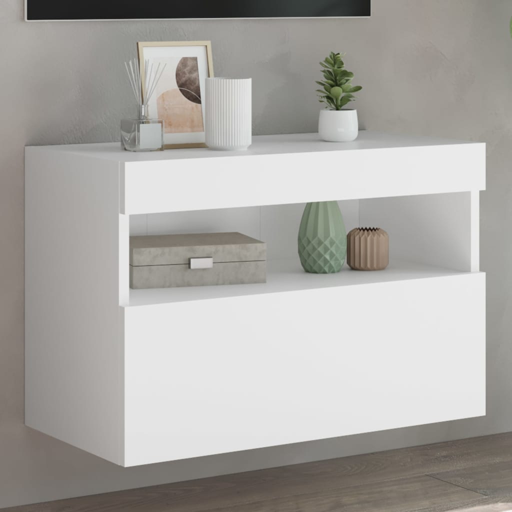 Mobile Tv A Parete Con Luci Led 60X30X40 Cm
