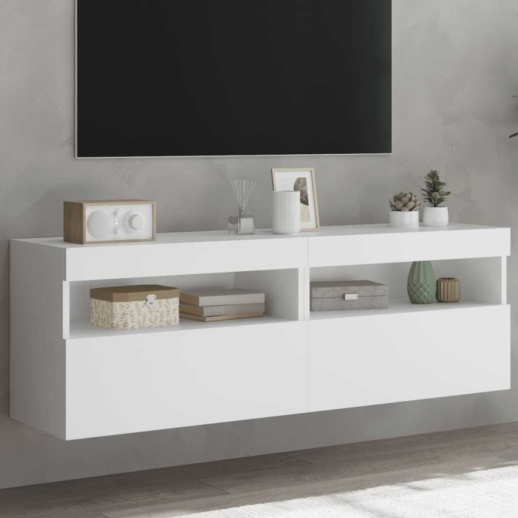 Mobile Tv A Parete Con Luci Led 60X30X40 Cm