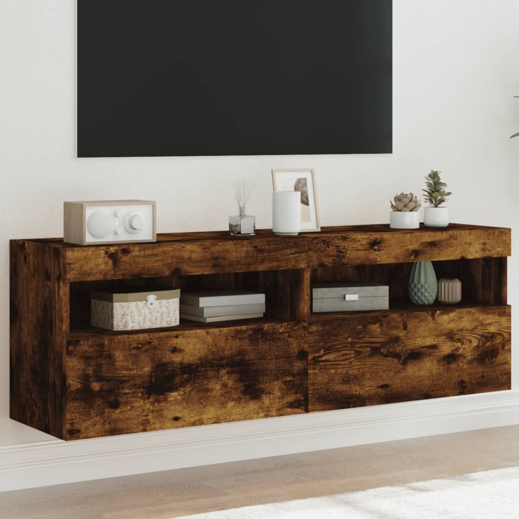 Mobile Tv A Parete Con Luci Led 60X30X40 Cm