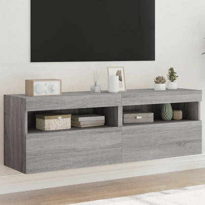 Mobile Tv A Parete Con Luci Led 60X30X40 Cm