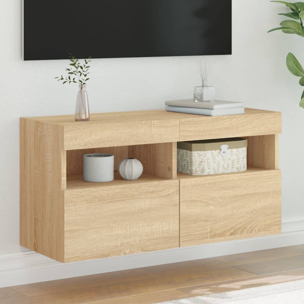 Mobile Tv A Parete Con Luci Led 60X30X40 Cm