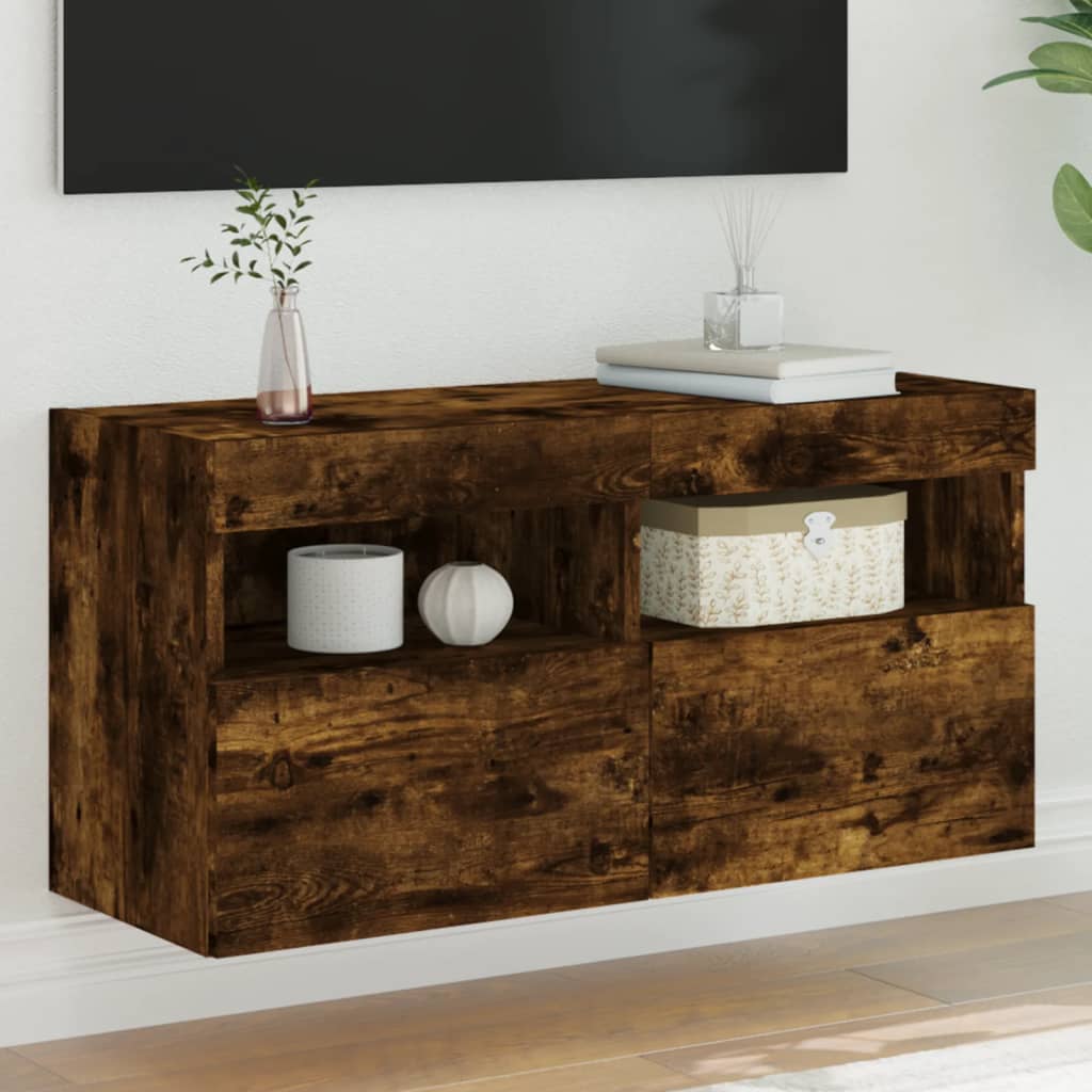 Mobile Tv A Parete Con Luci Led 60X30X40 Cm
