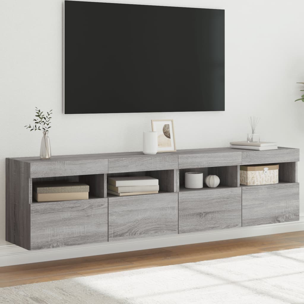 Mobile Tv A Parete Con Luci Led 60X30X40 Cm