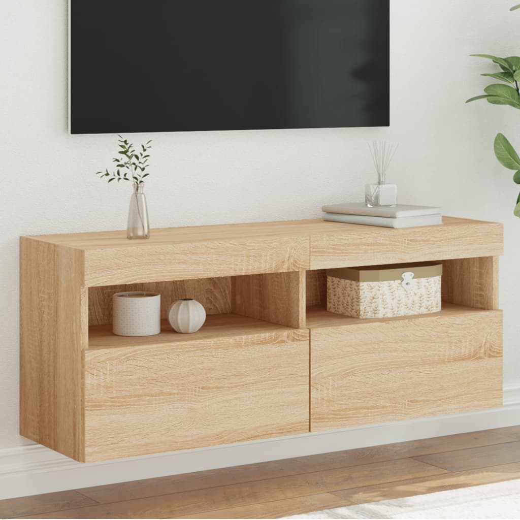 Mobile Tv A Parete Con Luci Led 60X30X40 Cm