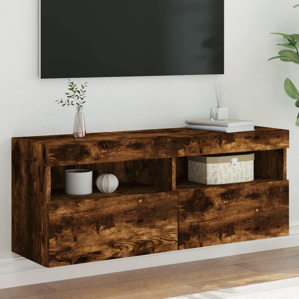 Mobile Tv A Parete Con Luci Led 60X30X40 Cm
