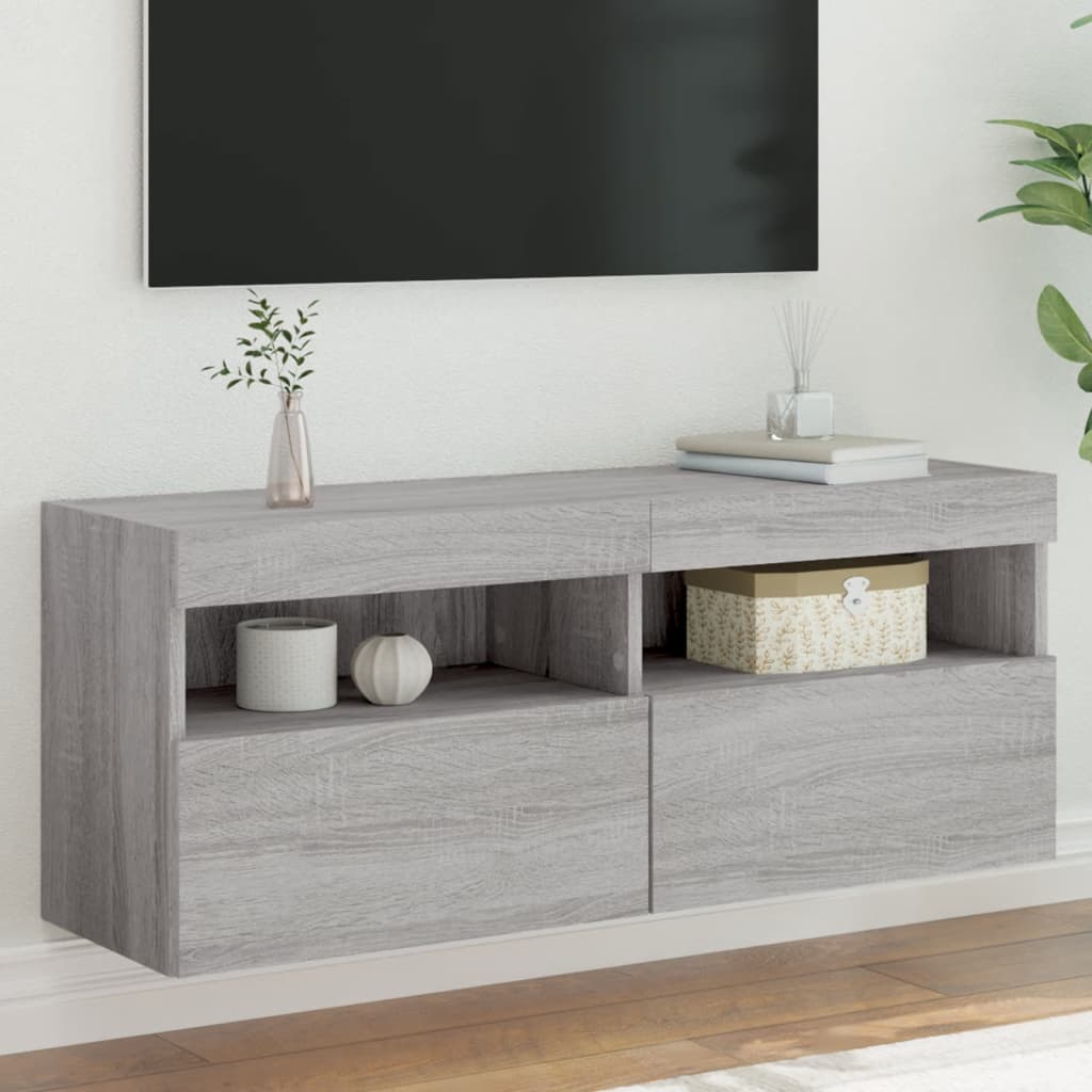 Mobile Tv A Parete Con Luci Led 60X30X40 Cm