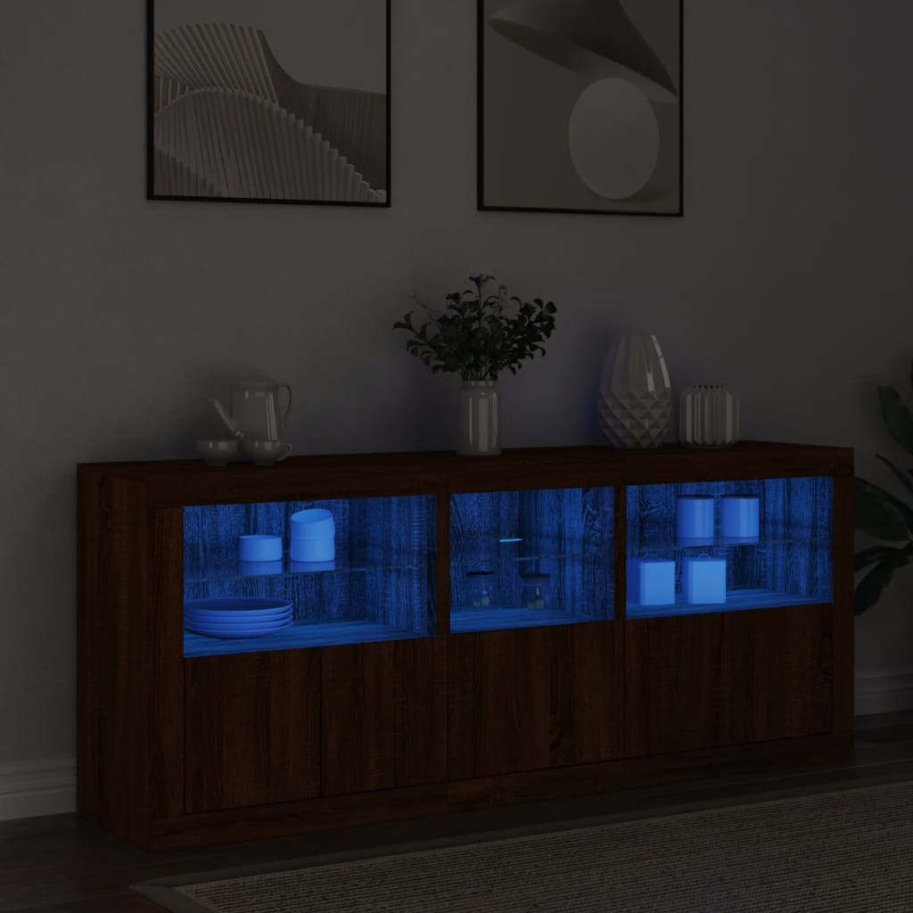 Credenza Con Luci Led Rovere Marrone 162X37X67 Cm