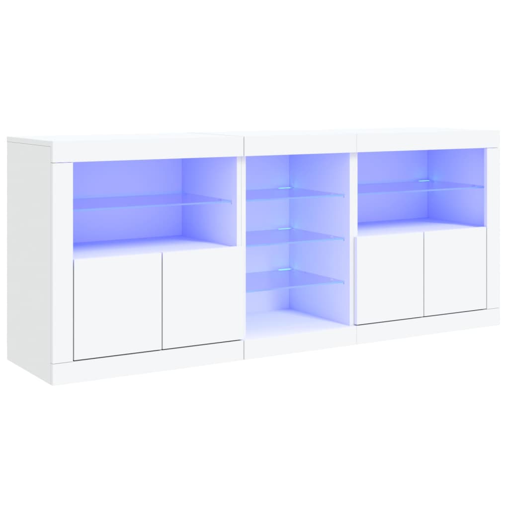 Credenza Con Luci Led Bianca 162X37X67 Cm