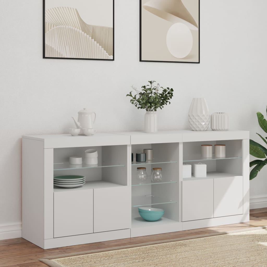 Credenza Con Luci Led Bianca 162X37X67 Cm