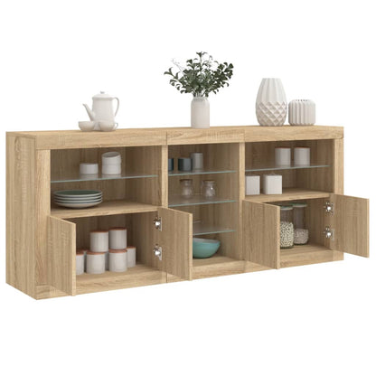 Credenza Con Luci Led Bianca 162X37X67 Cm