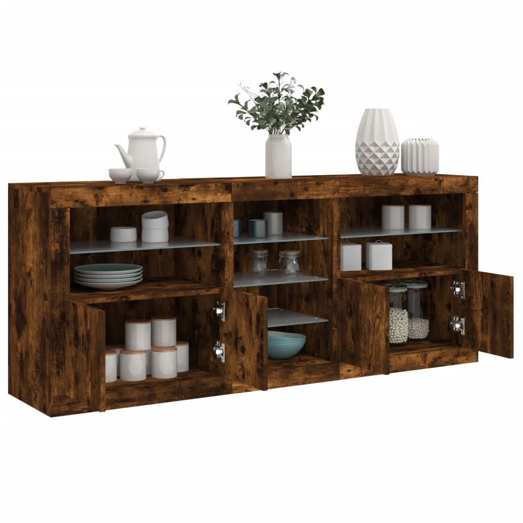 Credenza Con Luci Led Bianca 162X37X67 Cm