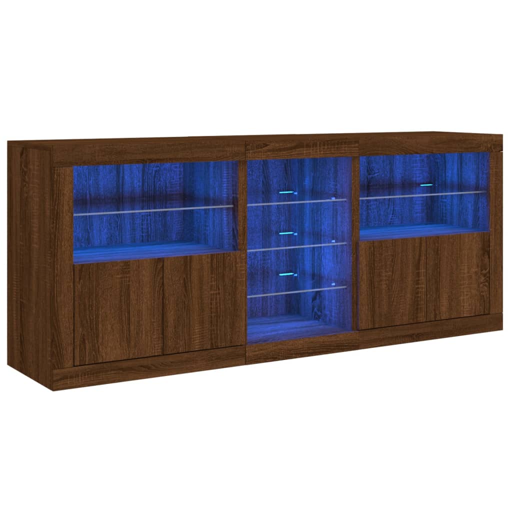 Credenza Con Luci Led Rovere Marrone 162X37X67 Cm