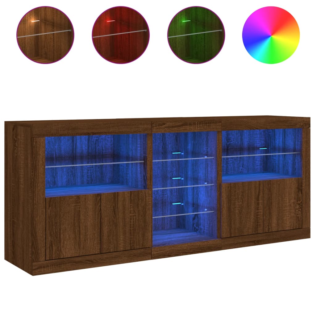 Credenza Con Luci Led Rovere Marrone 162X37X67 Cm