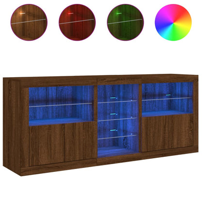 Credenza Con Luci Led Rovere Marrone 162X37X67 Cm
