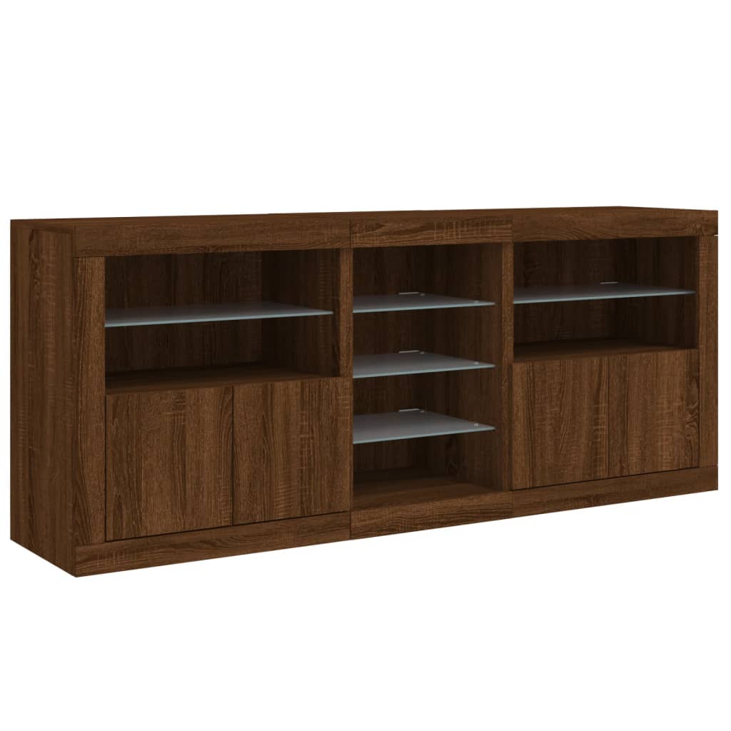 Credenza Con Luci Led Rovere Marrone 162X37X67 Cm