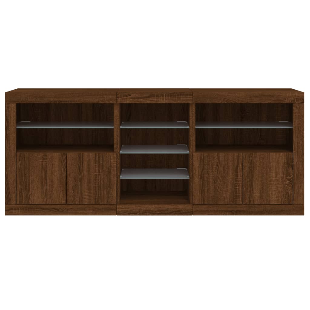 Credenza Con Luci Led Rovere Marrone 162X37X67 Cm