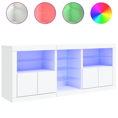 Credenza Con Luci Led Bianca 181,5X37X67 Cm