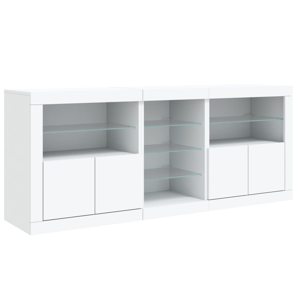 Credenza Con Luci Led Bianca 181,5X37X67 Cm
