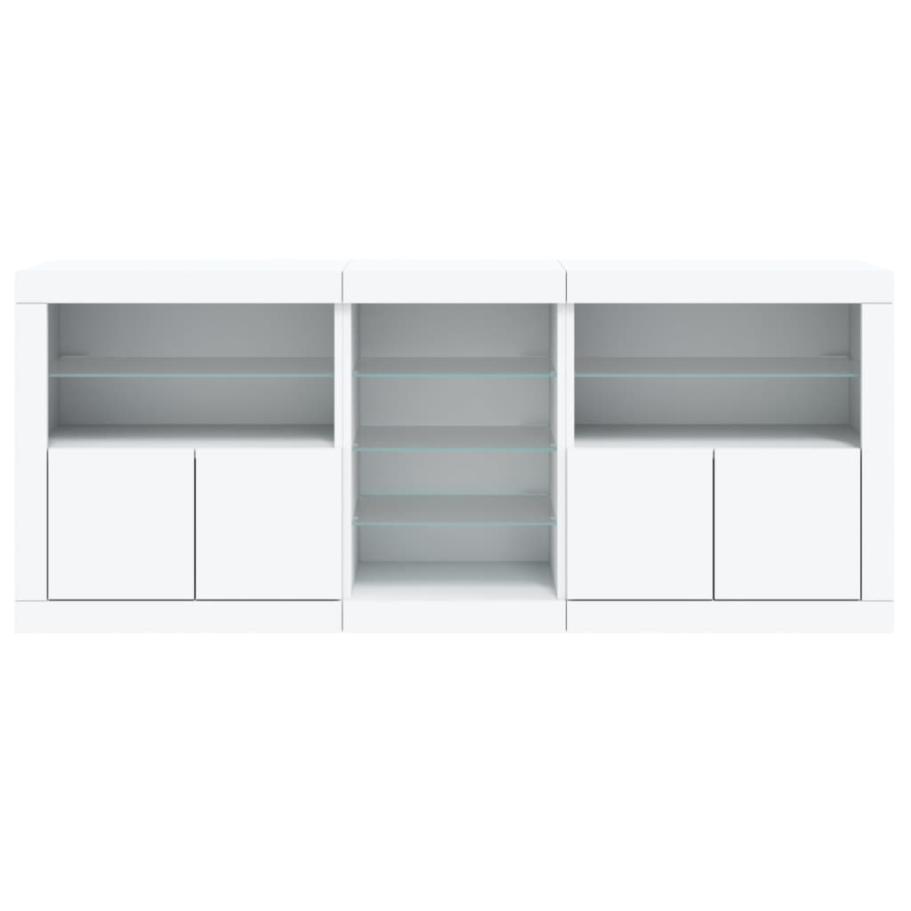 Credenza Con Luci Led Bianca 181,5X37X67 Cm